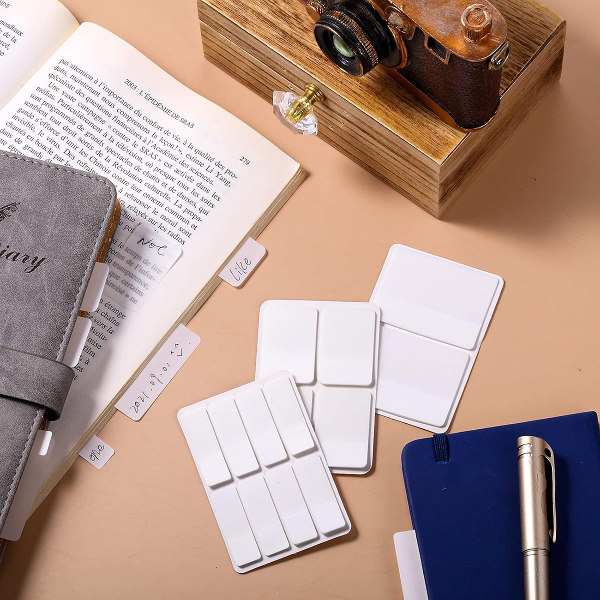 Sticky notes - Page markers - Index tabs - Sticky notes - Bookmarks - Transparent - Tabs - Office supplies - School supplies - Study - Writable - Notebooks - Agenda refill - White - 12 pieces