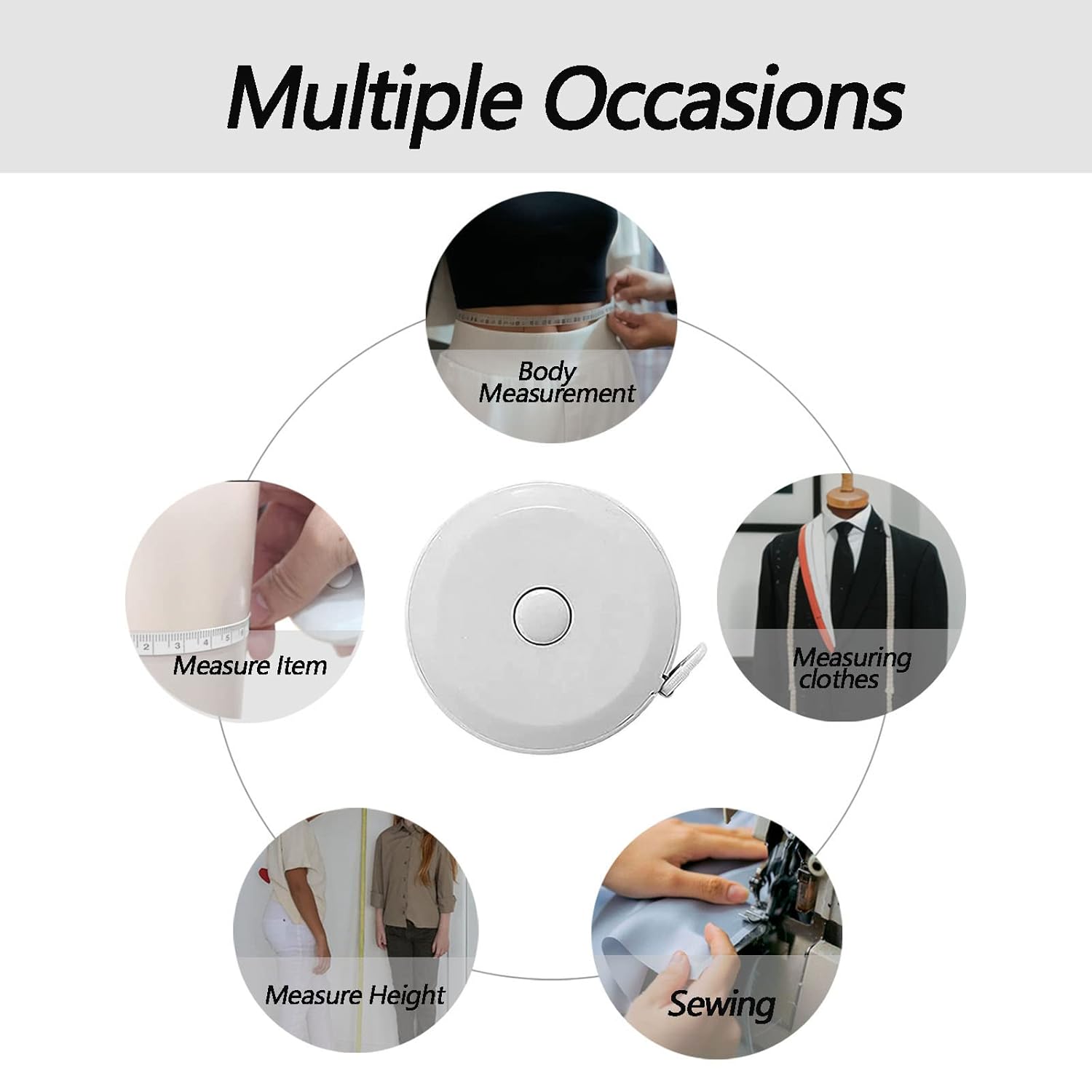 Measuring Tape - Tailor's Tape - Tape Measure - Centimeter - Body Measurement - Sewing Accessories - Roll-up - Sewing Kits - Waist Measurement - Flexible - Centimeter Tape - Sewing Supplies - 150 cm - Hobby - Multicolor - Pack of 4