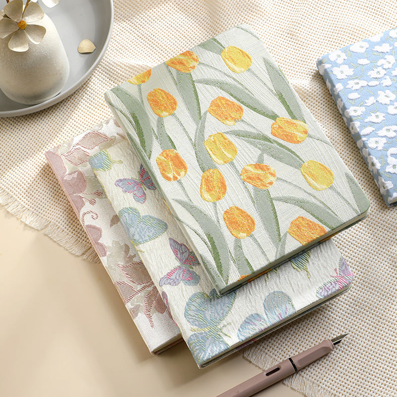 A5 Notebook - Diary - Bullet Journal - Writing Book - Notebook - Tulips - Sketchbook - Notepad - Travel Diary - Office Supplies - School Supplies - Gift for Her - Journal - Hardcover - Yellow and Green - 1 Piece
