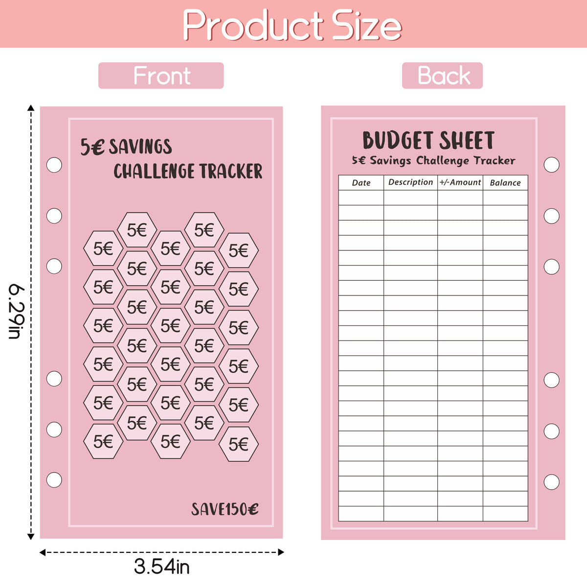 Savings Challenge - Budget Binder Refill A6 - Savings Challenge Tracker - Cash Stuffing Envelopes - Save Money - Financial Planner - Cash Book - Budget Planner - Euro Currency - Money Organizer - Goal Savings - Mix Colors - 48 Pieces