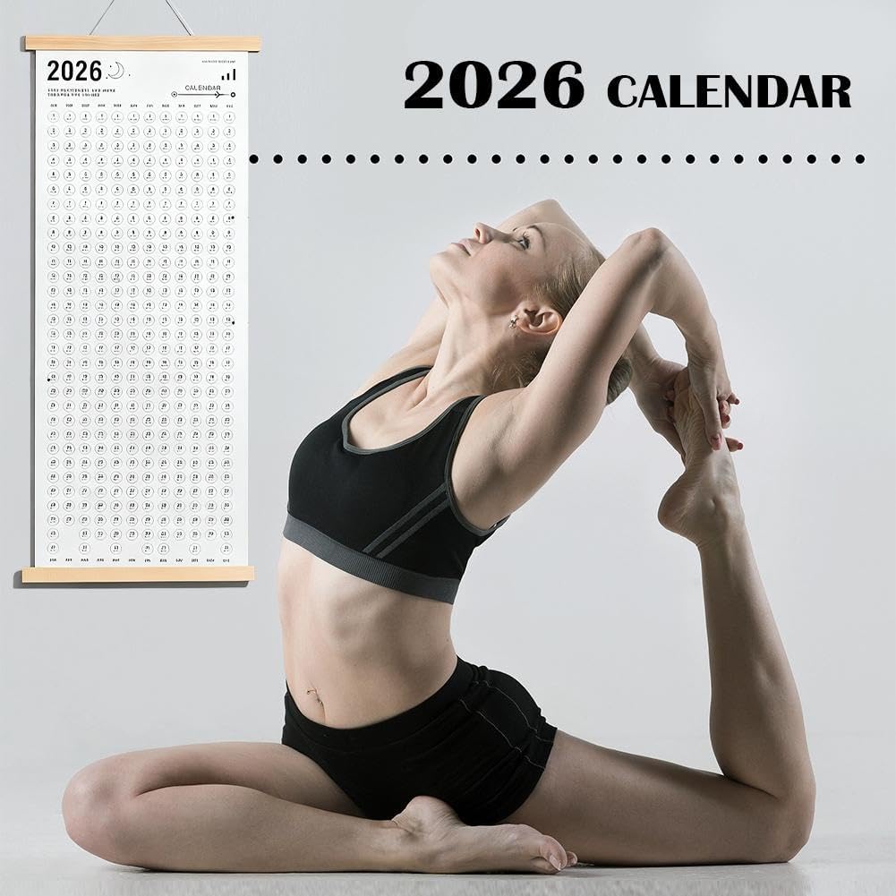 Calendar 2026 - Yearly Calendar - Wall Calendar - Family Planner - Yearly Planner - Wall Decoration - Planner - Organizer - Canvas Poster - School Calendar - Birthday Calendar - Home Accessories - Office - Interior - White - 1 Piece