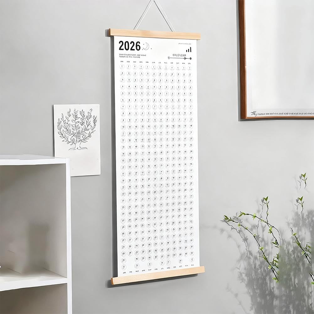 Calendar 2026 - Yearly Calendar - Wall Calendar - Family Planner - Yearly Planner - Wall Decoration - Planner - Organizer - Canvas Poster - School Calendar - Birthday Calendar - Home Accessories - Office - Interior - White - 1 Piece