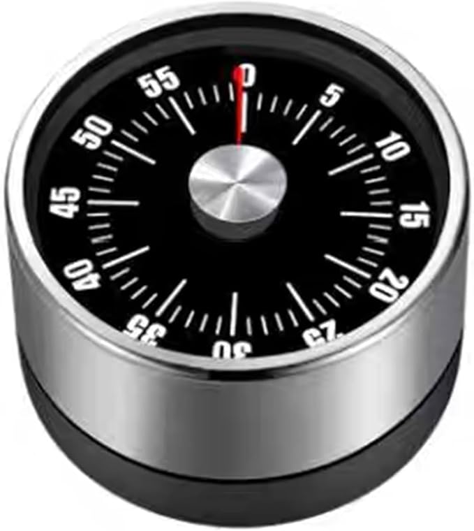 Kitchen Timer - Timer - Kitchen Timer - Egg Timer - Stopwatch - Mechanical Timer - Time Clock - Pomodoro - Kitchen Utensils - Cooking Utensils - Baking Utensils - Gadgets - Alarm Clock - Clock - Stainless Steel - Magnet - Cooking - Black - 1 Piece