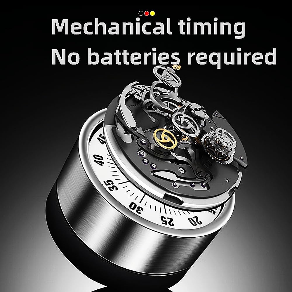 Kitchen Timer - Timer - Kitchen Timer - Egg Timer - Stopwatch - Mechanical Timer - Time Clock - Pomodoro - Kitchen Utensils - Cooking Utensils - Baking Utensils - Gadgets - Alarm Clock - Clock - Stainless Steel - Magnet - Cooking - Black - 1 Piece