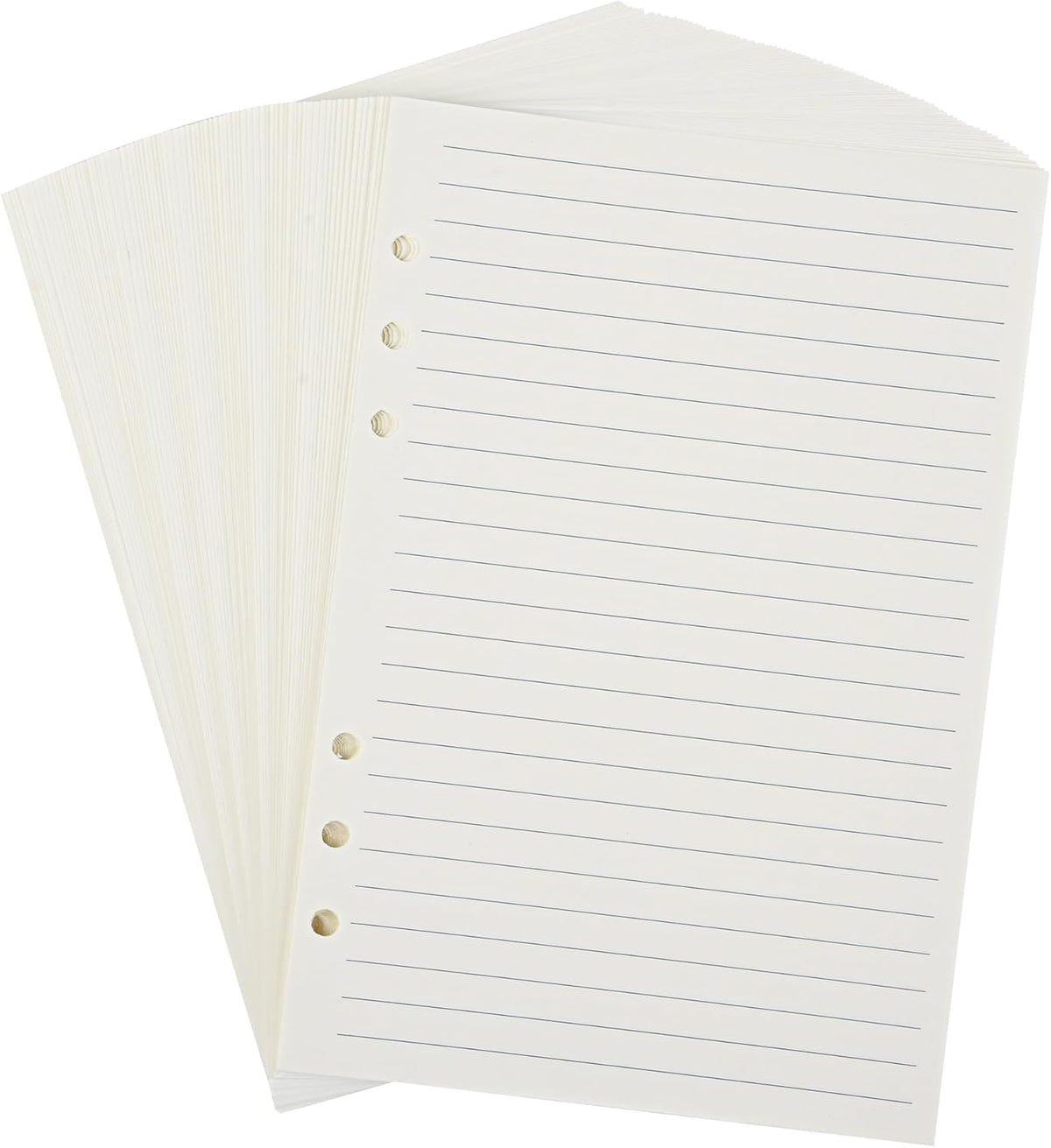 Notebook Refill A5 - Ring Binder Paper 6 Holes - Agenda Refill - Bullet Journal Paper - Refillable Notepad - Writing Paper - Planner Inserts - Office Supplies - School Supplies - Study Notes -Lined Paper - White - [数量] Pieces