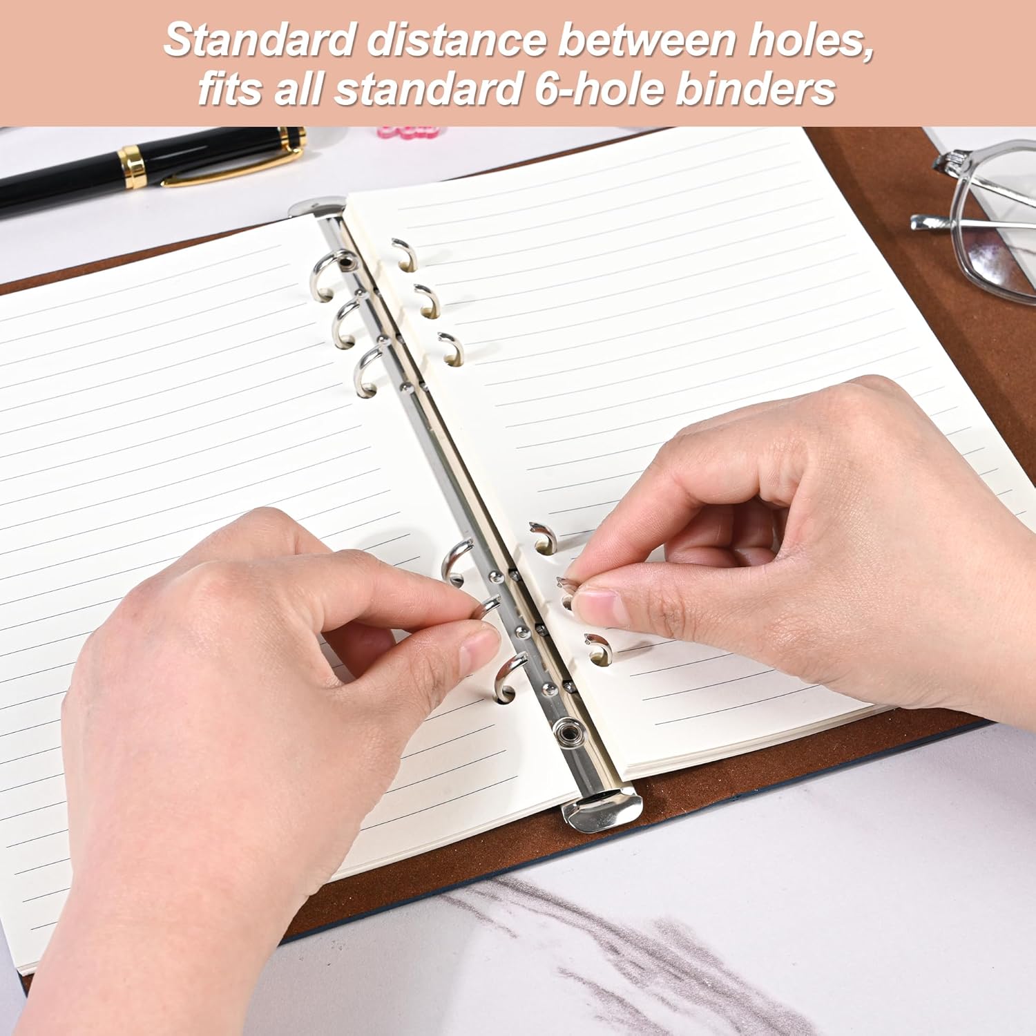 Notebook Refill A5 - Ring Binder Paper 6 Holes - Agenda Refill - Bullet Journal Paper - Refillable Notepad - Writing Paper - Planner Inserts - Office Supplies - School Supplies - Study Notes -Lined Paper - White - [数量] Pieces