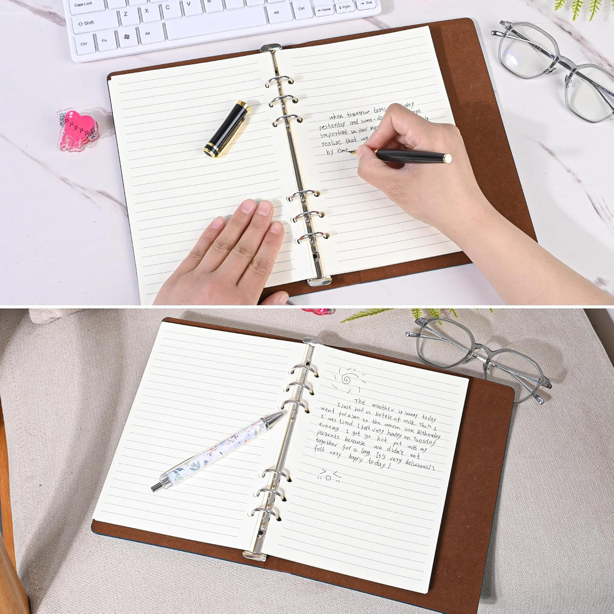 Notebook Refill A5 - Ring Binder Paper 6 Holes - Agenda Refill - Bullet Journal Paper - Refillable Notepad - Writing Paper - Planner Inserts - Office Supplies - School Supplies - Study Notes -Lined Paper - White - [数量] Pieces