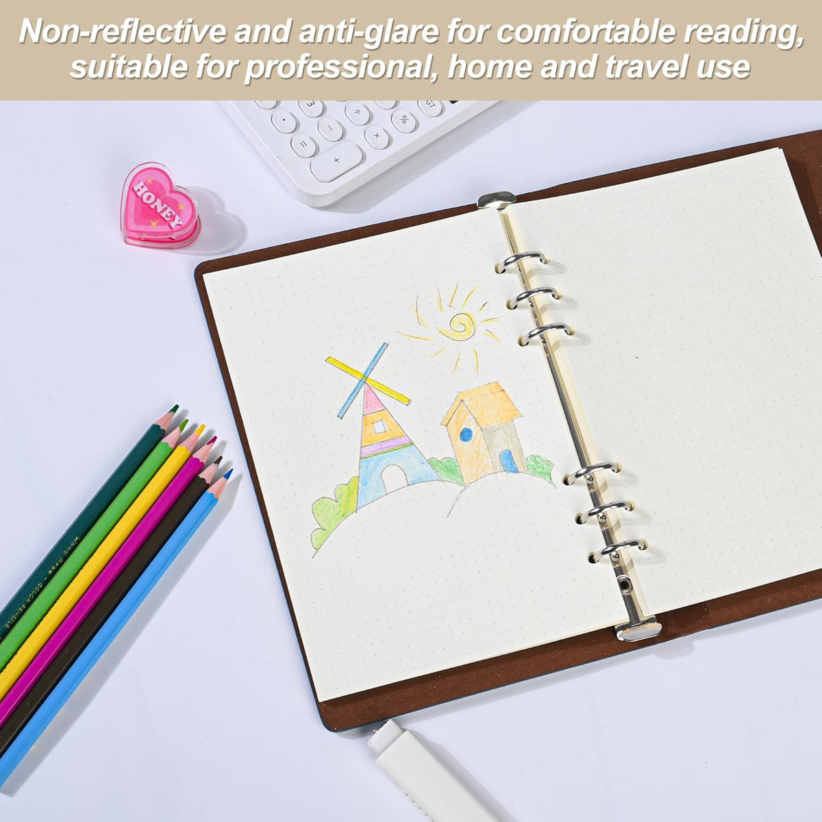 Notebook Refill A5 - Ring Binder Paper 6 Holes - Agenda Refill - Bullet Journal Paper - Refillable Notepad - Writing Paper - Planner Inserts - Office Supplies - School Supplies - Drawing and Sketching -Dotted Dots - White - 5 Pieces