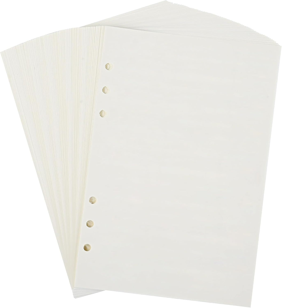 Notebook Refill A5 - Ring Binder Paper 6 Holes - Agenda Refill - Bullet Journal Paper - Refillable Notepad - Writing Paper - Planner Inserts - Office Supplies - School Supplies - Blank Sketch Paper -No Lines - White - 5 Pieces