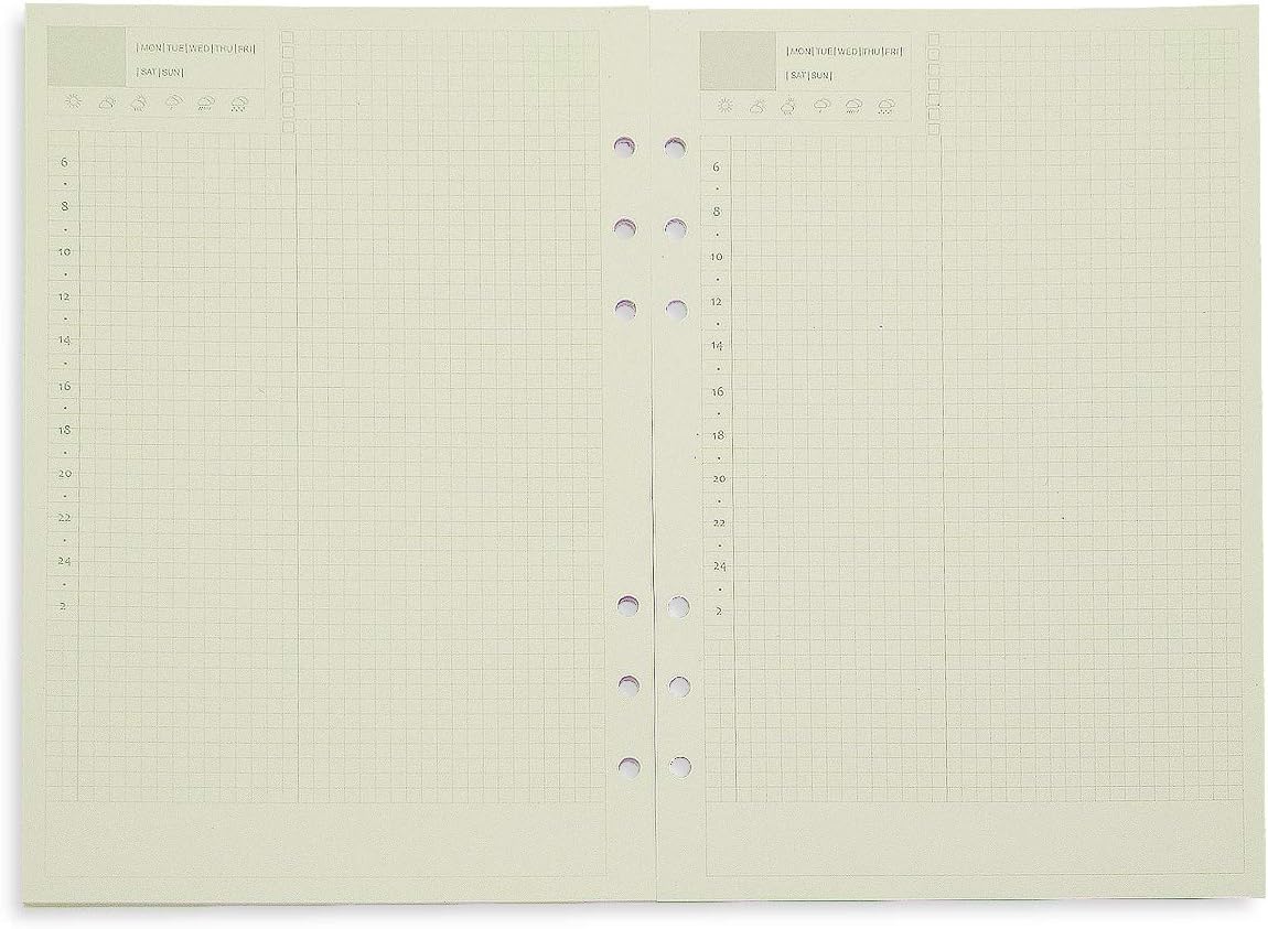 Notebook Refill A5 - Ring Binder Paper 6 Holes - Agenda Refill - Bullet Journal Paper - Refillable Notepad - Writing Paper - Planner Inserts - Office Supplies - School Supplies - Calendar Overview -Weekly planner agenda - white - pack of 5