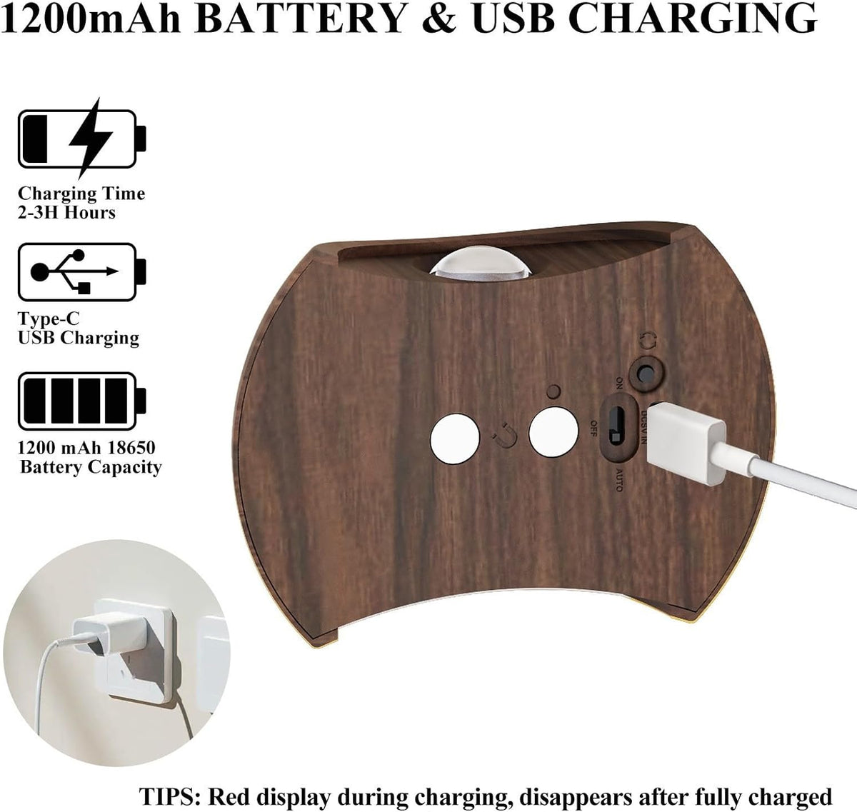 Indoor Wall Lamp - Night Light with Motion Sensor - Wireless LED Wall Light - Rechargeable Wall Lamp - Stair Lighting - Closet Lighting - Bedroom Lamp - USB Rechargeable - Magnetic -Warm White Light - Dark Wood - 1 Piece