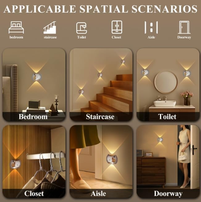 Indoor Wall Lamp - Night Light with Motion Sensor - Wireless LED Wall Light - Rechargeable Wall Lamp - Stair Lighting - Closet Lighting - Bedroom Lamp - USB Rechargeable - Magnetic -Warm White Light - Dark Wood - 1 Piece