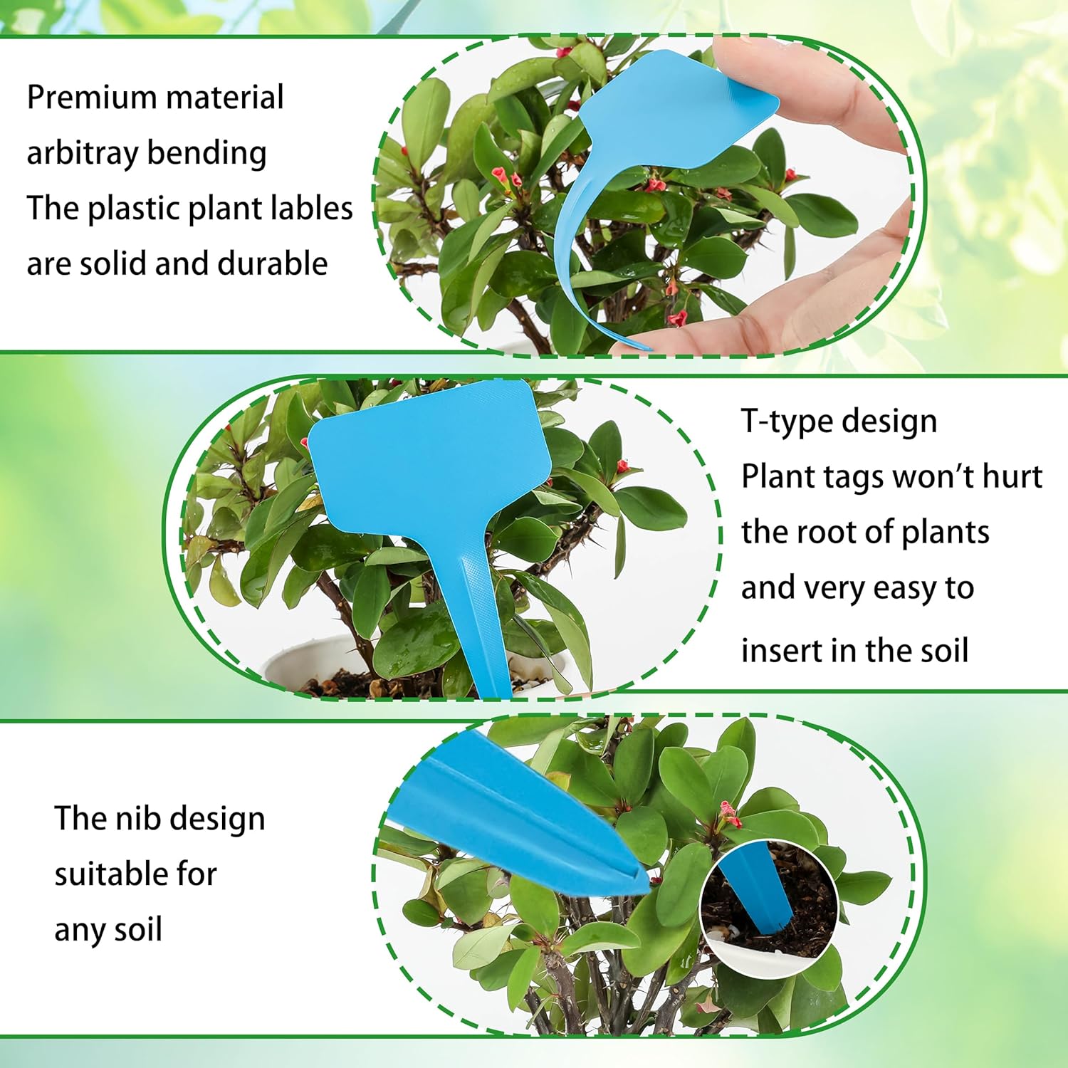 Plant labels - Plant plugs - Plant labels - Plant signs - Garden labels - Vegetable garden - Plugs - Sowing labels - Herb plugs - Growing labels - Plant labels - Name tags - Writing boards - T-labels - 6x10 cm - Multicoloured - 200 pieces