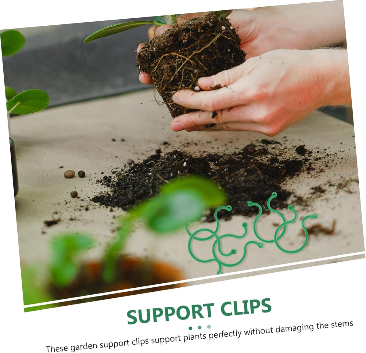 Plant clips - Plant binders - Binding clips - Garden clips - Plant rings - Mounting clips - Plant supports - Vegetable garden accessories - Growing supplies - Climbing plants - Guides - Garden articles - Green - 100 pieces