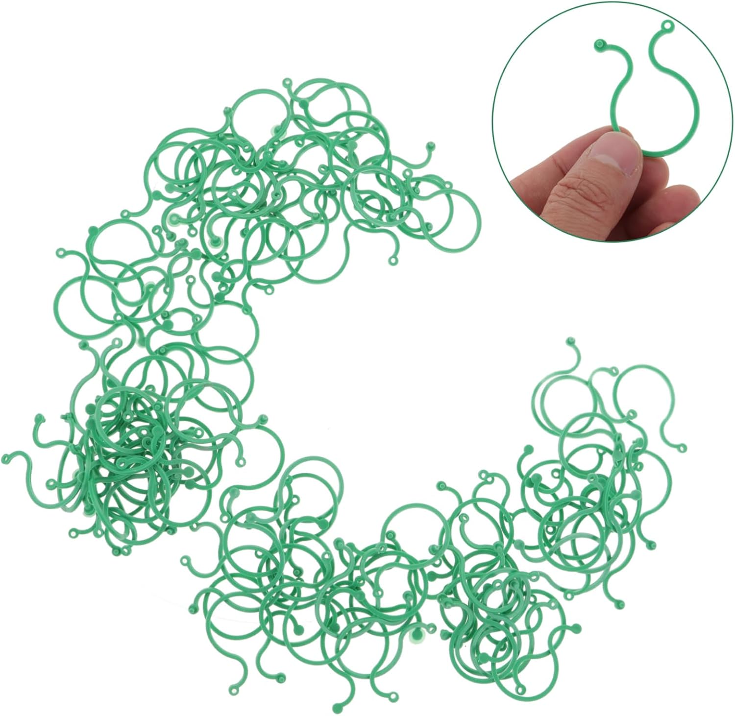 Plant clips - Plant binders - Binding clips - Garden clips - Plant rings - Mounting clips - Plant supports - Vegetable garden accessories - Growing supplies - Climbing plants - Guides - Garden articles - Green - 100 pieces