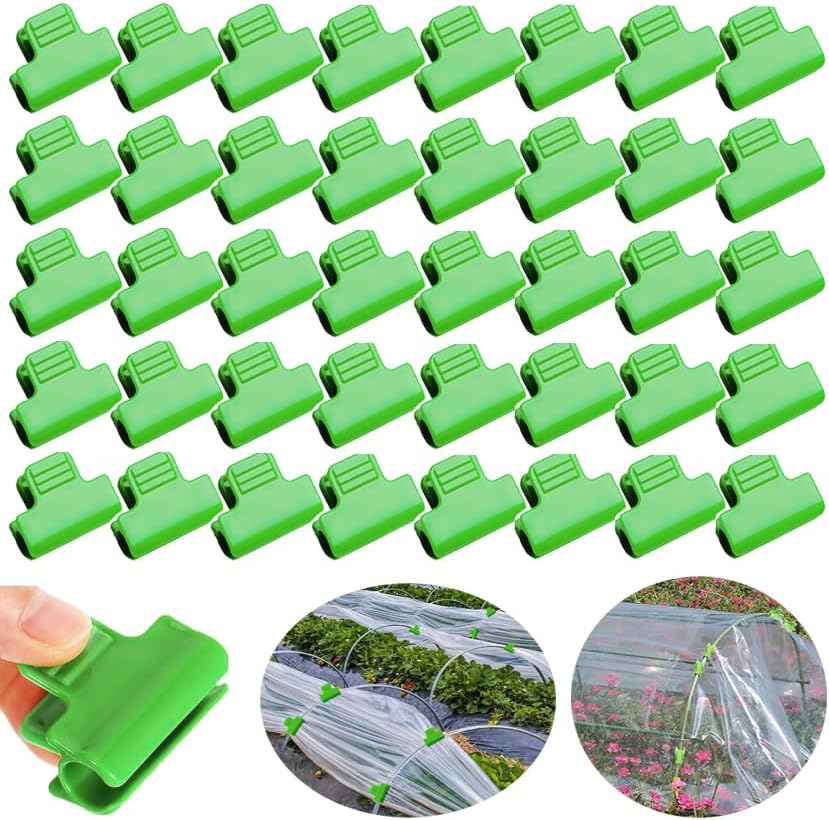 Greenhouse Clamps - Foil Clips - Pipe Clamps 11mm - Greenhouse Clips - Greenhouse Mounting - Tunnel Arch Clips - Vegetable Garden Accessories - Greenhouse - Fleece Cloth Holders - Bird Net Clamp - Insect Mesh Mounting - Garden Supplies - Plastic - Green -