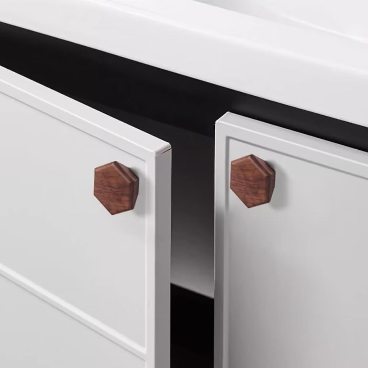 Furniture Knobs - Drawer Knobs - Cabinet Knobs - Furniture Handles - Kitchen Handles - Door Handles - Cabinet Handles - Furniture Hardware - Kitchen Hardware - Handles - Walnut - Wood - Wooden - Hexagon - Hexagon - Geometric - Design - Walnut - Set of 4