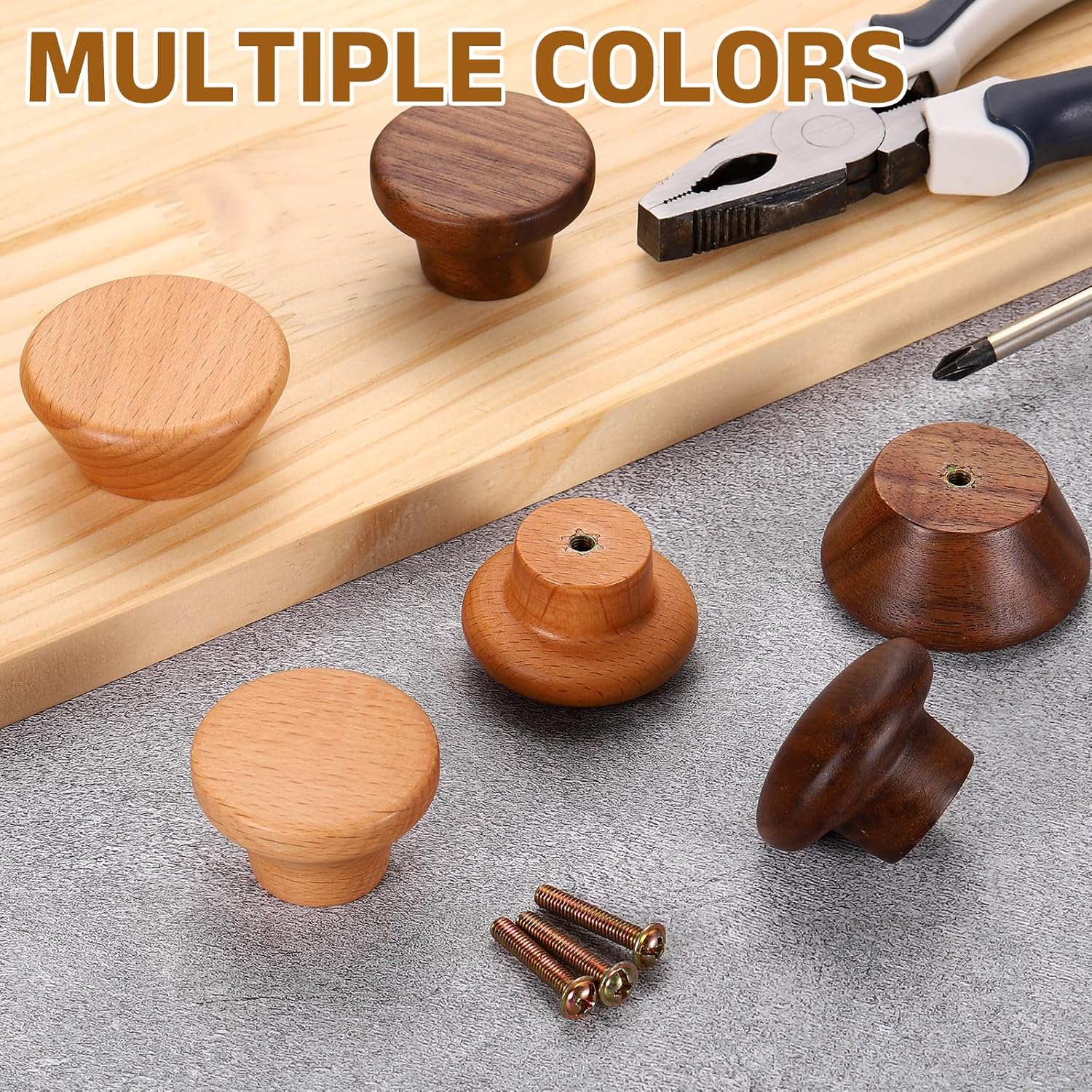 Furniture knobs - Drawer knobs - Cabinet knobs - Furniture handles - Kitchen handles - Door handles - Cabinet handles - Furniture fittings - Kitchen fittings - Handles - Beech wood - Wood - Wooden - Scandinavian - Round - Design - Natural - Beech - Set of