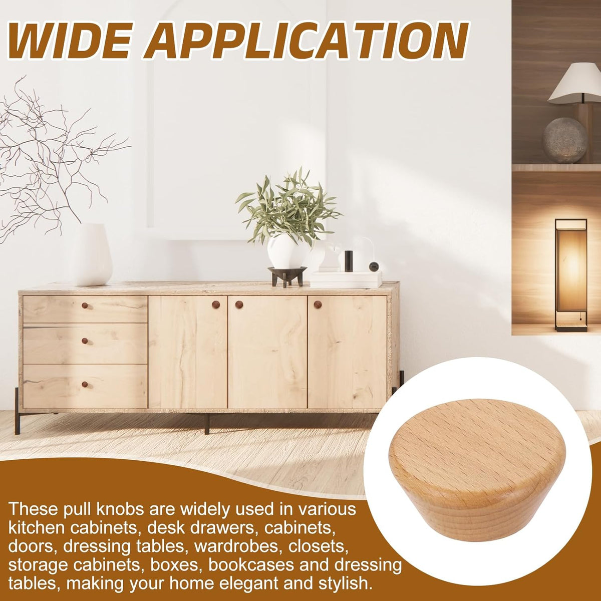 Furniture knobs - Drawer knobs - Cabinet knobs - Furniture handles - Kitchen handles - Door handles - Cabinet handles - Furniture fittings - Kitchen fittings - Handles - Beech wood - Wood - Wooden - Scandinavian - Round - Design - Natural - Beech - Set of