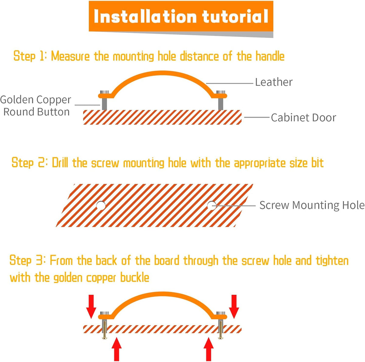 Leather Handles - Furniture Handles - Kitchen Handles - Door Handles - Cabinet Handles - Drawer Knobs - Furniture Hardware - Kitchen Hardware - Handles - Leather - Leather - Kitchen Renovation - Scandinavian - Brass - Pitch 128mm - Handles - Ivory - Set o