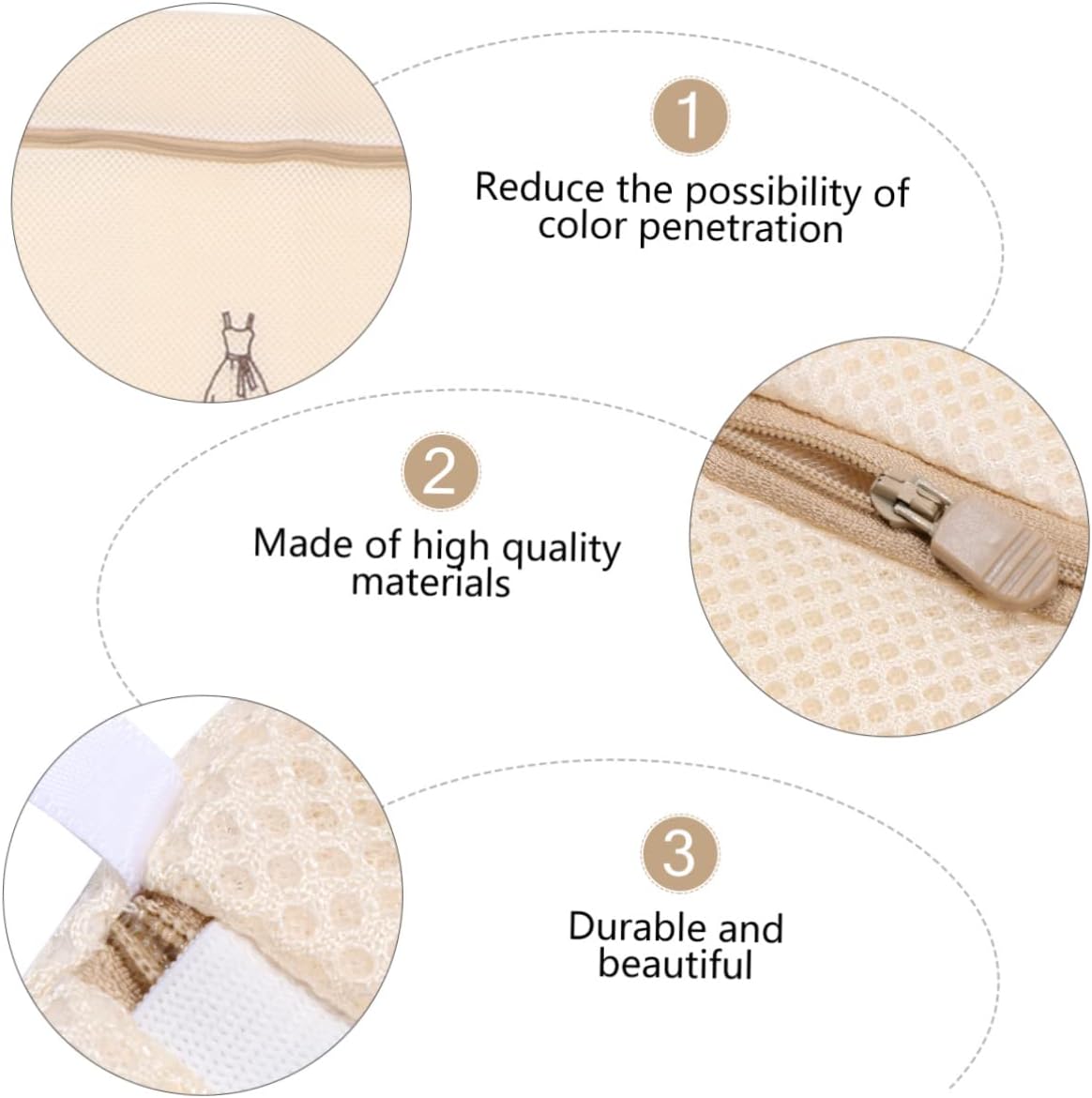 Laundry Bags - Laundry Bag Set - Laundry Net - Laundry Nets - Bra Wash Bag - Lingerie Wash Bag - Clothing Protection - Washing Machine - Protection - Organizer - Travel Organizer - Mesh - Fine Mesh - Honeycomb - Luxury - Embroidery - Beige - Set of 6