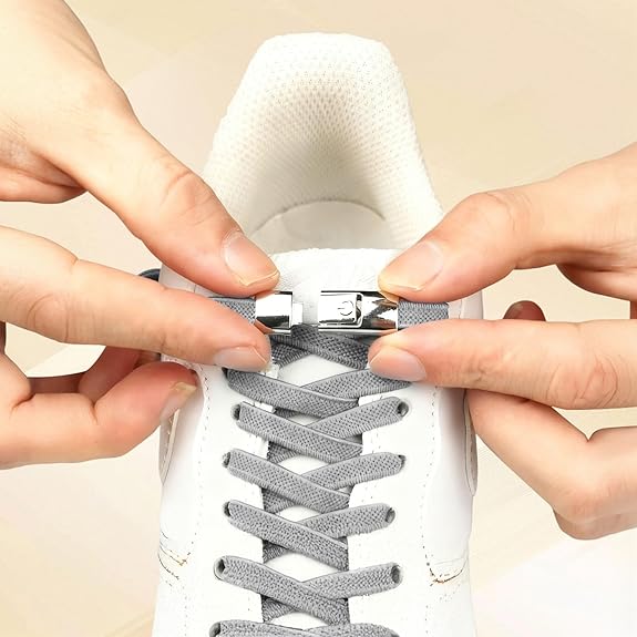 Elastic laces - Speed laces - No tie laces - Running laces - Elastic shoelaces - Lazy laces - Sports laces - Sneakers laces - No tying - Stretchable laces - Universal laces - White Black Gray - 3 Pairs