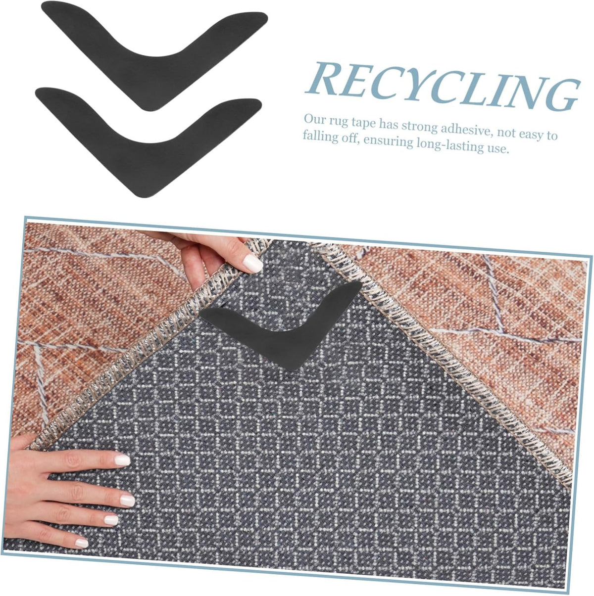 Carpet stoppers - Anti-slip mat - Rug grippers - Rug stopper - Anti-slip stickers - Rug fixer - Carpet undermat - Sofa cover stopper - Stair mat stopper - Corner grippers - Reusable - Black - 8 Pieces