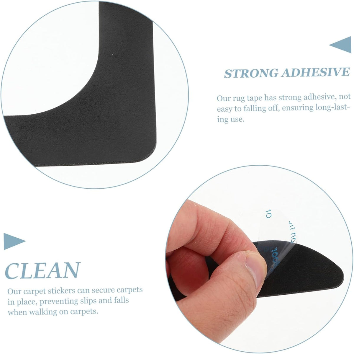 Carpet stoppers - Anti-slip mat - Rug grippers - Rug stopper - Anti-slip stickers - Rug fixer - Carpet undermat - Sofa cover stopper - Stair mat stopper - Corner grippers - Reusable - Black - 8 Pieces