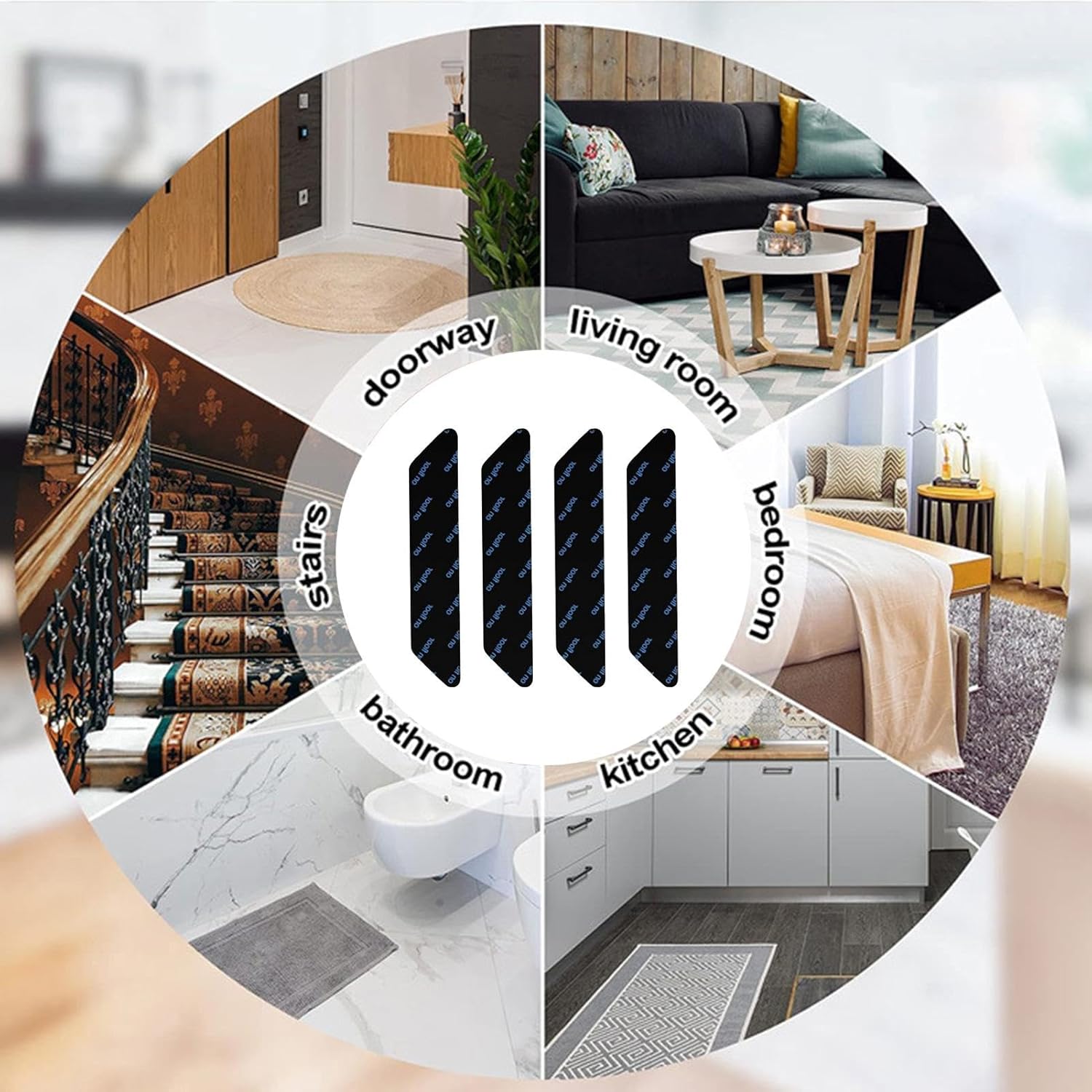 Carpet stoppers - Anti-slip mat - Rug grippers - Rug stopper - Anti-slip stickers - Rug fixer - Sofa cover stopper - Ultra-thin stopper - Carpet undermat - Discreet - Sofa stopper - Black - 4 Pieces