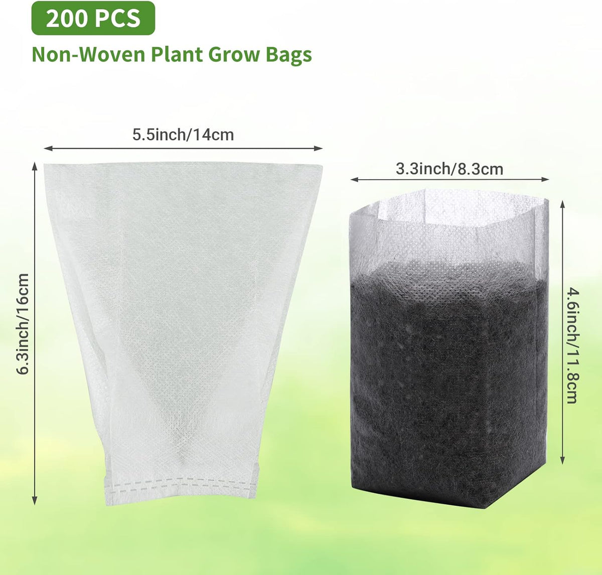 Grow Bags - Gardening - Grow Pots - Vegetable Garden - Seedlings - Plant Bags - Non-woven Grow Bags - Growing Set - Breathable Fleece - Plant Pots - Garden - Sowing - Cuttings - Vegetables - Fruit - Plant Bag - Vegetable Gardening - Sustainable - White -