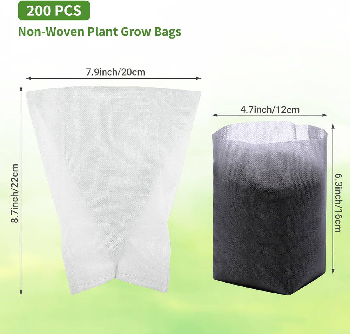 Grow Bags - Gardening - Grow Pots - Vegetable Garden - Seedlings - Plant Bags - Non-woven Grow Bags - Growing Set - Breathable Fleece - Vegetable Garden - Vegetable Gardening - Sowing - Cuttings - Garden Plants - Growing Tray - Flower Pot Bag - Sustainabl