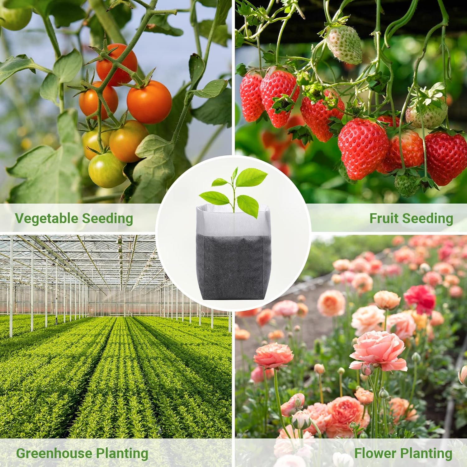 Grow Bags - Gardening - Grow Pots - Vegetable Garden - Seedlings - Plant Bags - Non-woven Grow Bags - Growing Set - Breathable Fleece - Vegetable Garden - Vegetable Gardening - Sowing - Cuttings - Garden Plants - Growing Tray - Flower Pot Bag - Sustainabl