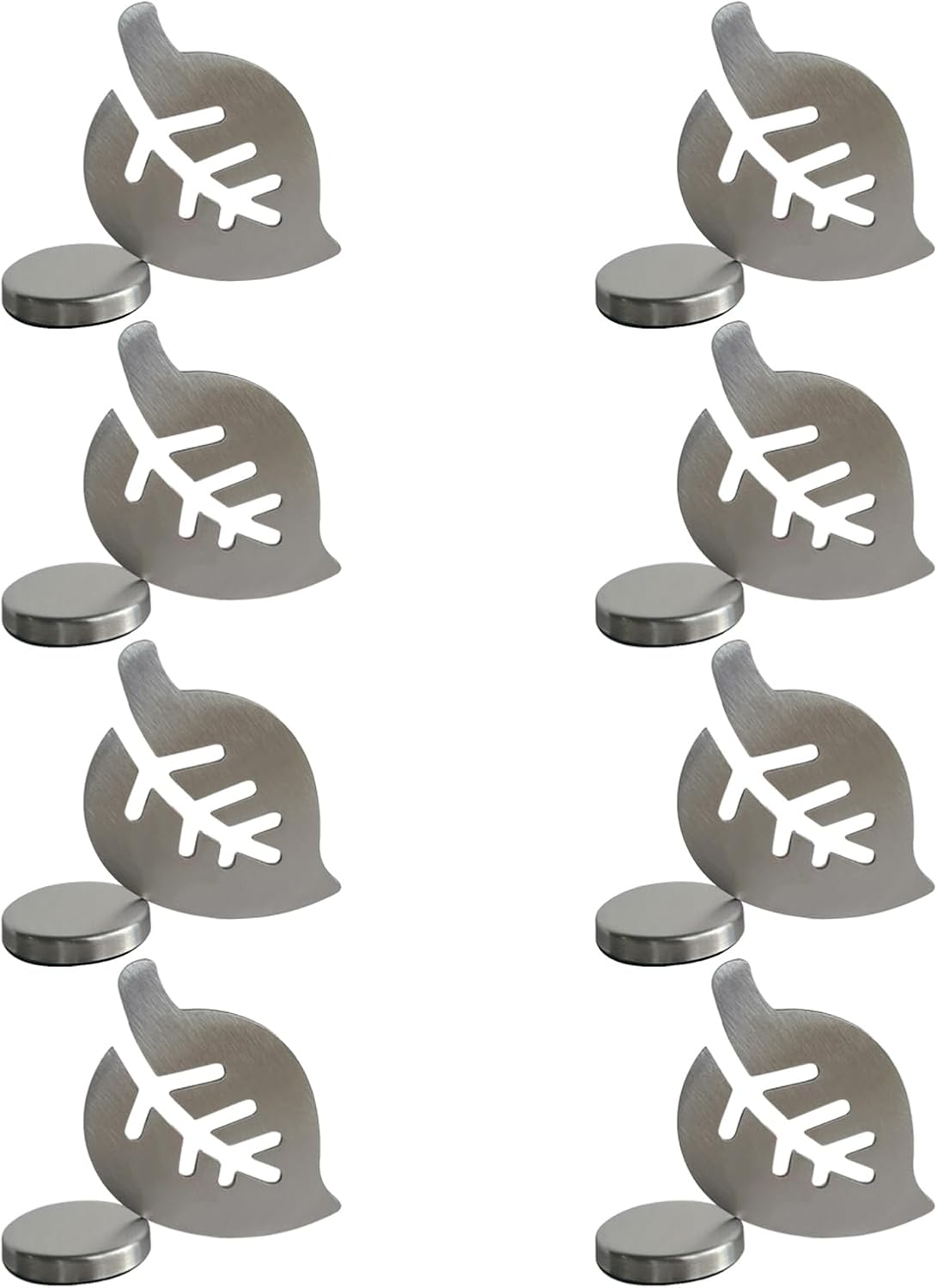 Tablecloth clips - Tablecloth weights - Magnetic clips - Tablecloth holder - Garden accessories - Picnic accessories - Windstopper tablecloth - Table accessories - Outdoor dining - Magnetic weight - Leaf design - Silver - 8 pieces