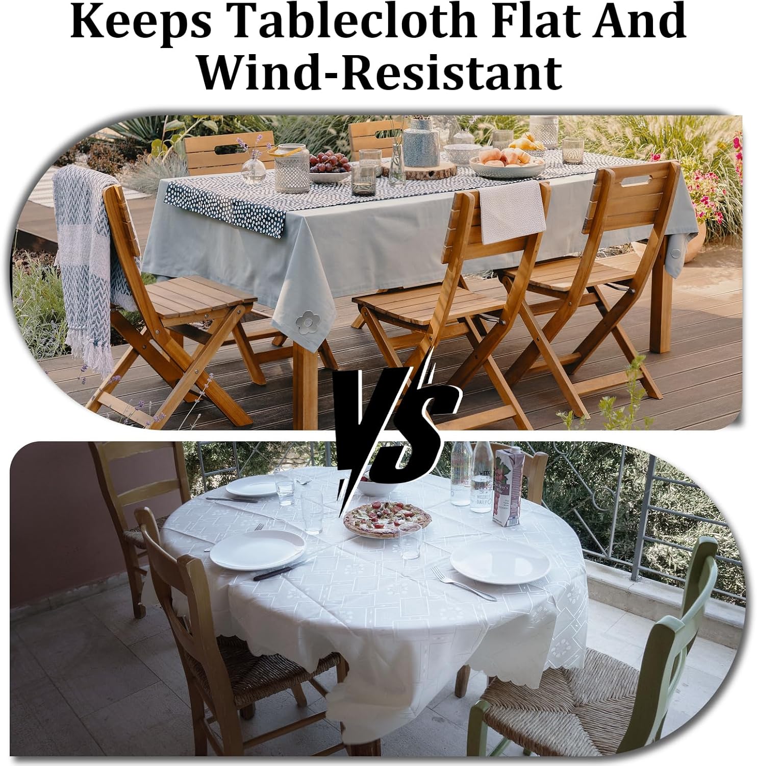 Tablecloth clips - Tablecloth weights - Magnetic clips - Tablecloth holder - Garden accessories - Picnic accessories - Windstopper tablecloth - Table accessories - Outdoor dining - Magnetic weight - Clover design - Silver - 8 pieces