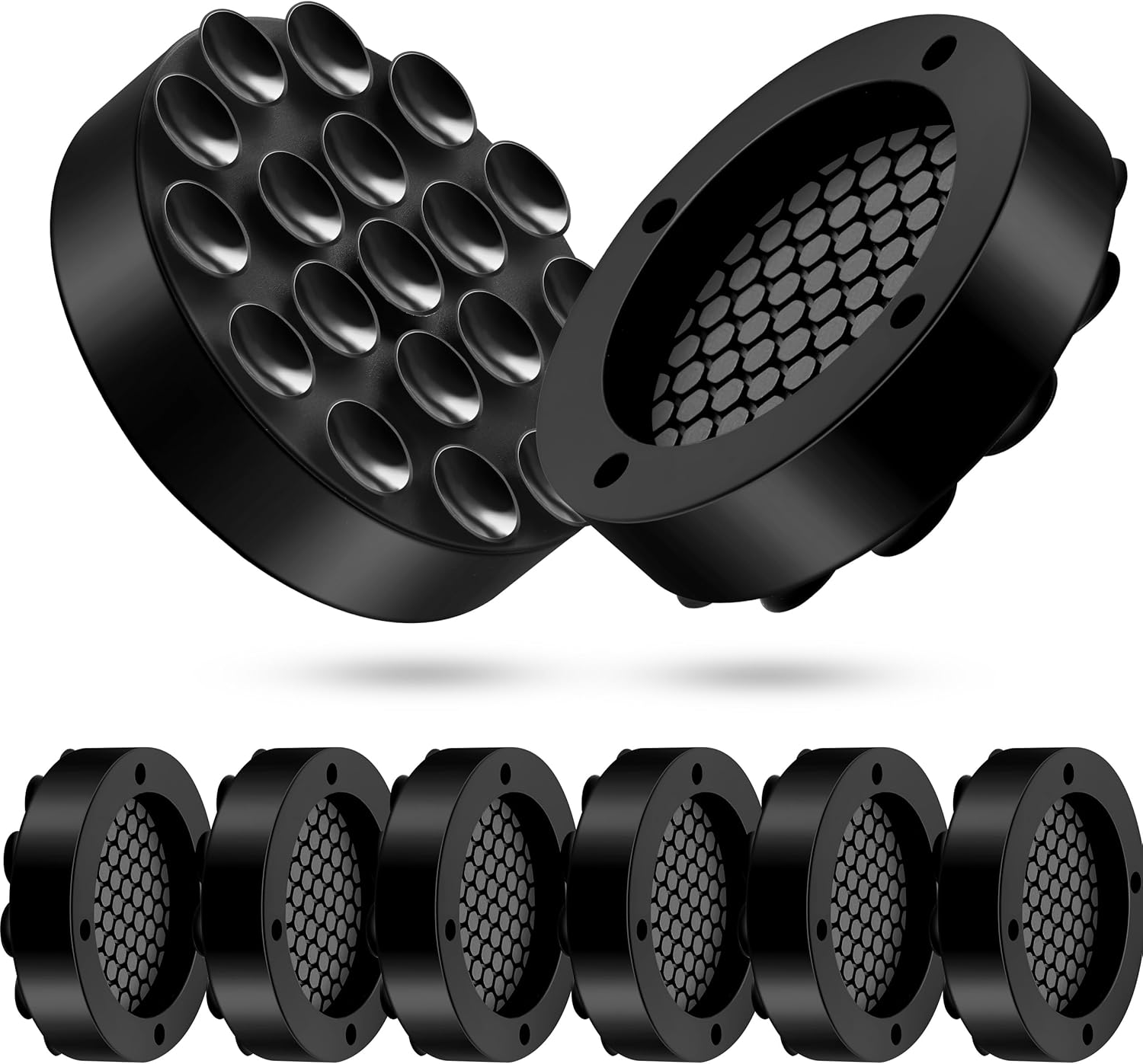 Washing machine vibration dampers - Washing machine feet - Anti-vibration pads - Appliance accessories - Sound dampener - Washing machine riser - Anti-slip mat - Dryer accessories - Vibration damper - Floor protection - Washing machine damper - Black - Pa