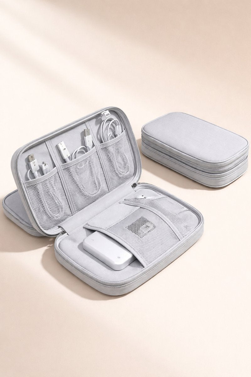 Cable Organizer Bag Grey – Travel &amp; Storage Accessories – Compact &amp; Portable – Water-Repellent – For Cables &amp; Electronics