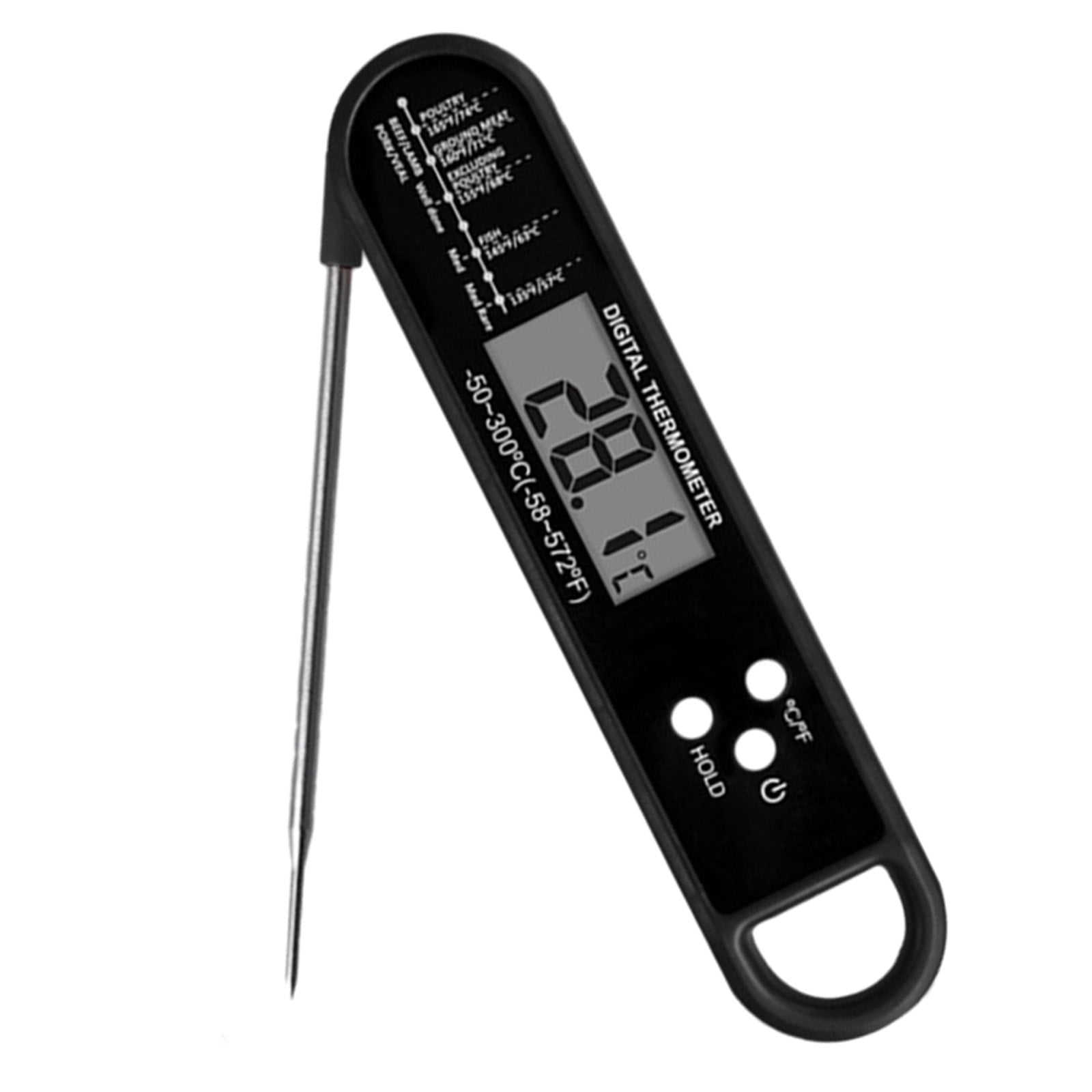 Meat Thermometer Digital, Instant Read Waterproof Food Thermometer, Instant Read Meat Thermometer, Digital T-hermometer with Long Probe, for Cooking, Grill, Candy, Kitchen, Stocking Stuffers Black