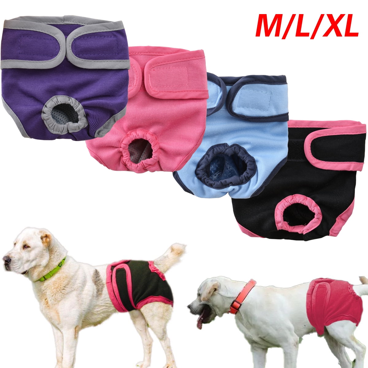 Comfortable Dog Underwear Dog Diapers Pants Male Female to Put On/Off Breathable Physiological Pants Reusable Sanitary Panties for Small to Large Dogs Pet (1pcs, Pink, XL) L Blue