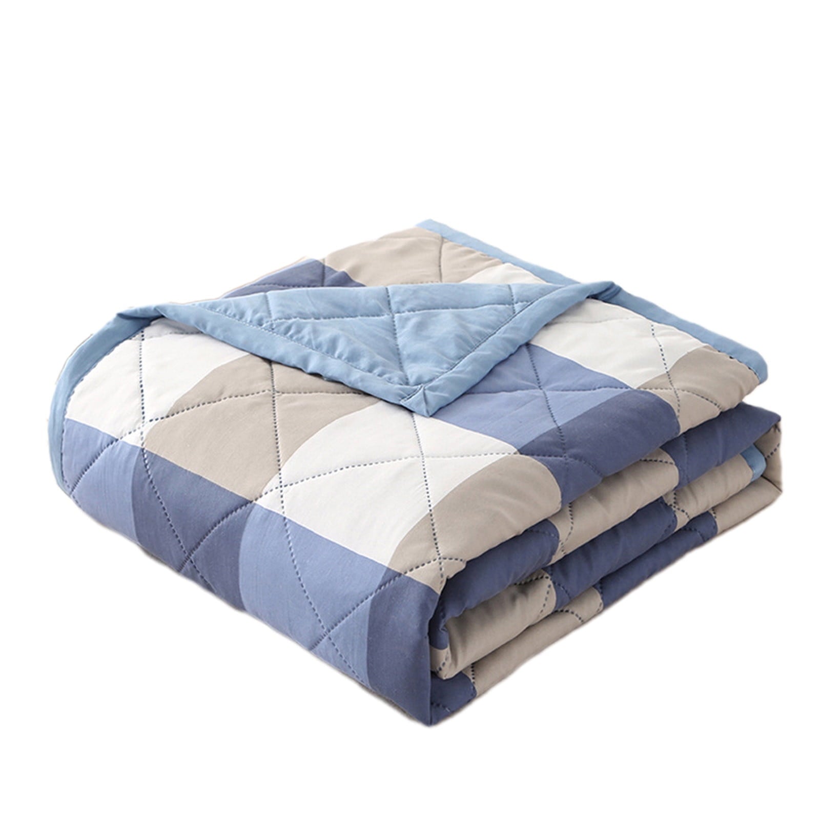 Summercome Cooling Quilt, Thin Quilts Summer Lightweight Comforter, Full Washed Cotton, Machine Washable, Soft Comfy Breathable Sleep Blanket for Hot Sleeper, Ultra-Cool Lightweight (Blue, Queen) Queen White