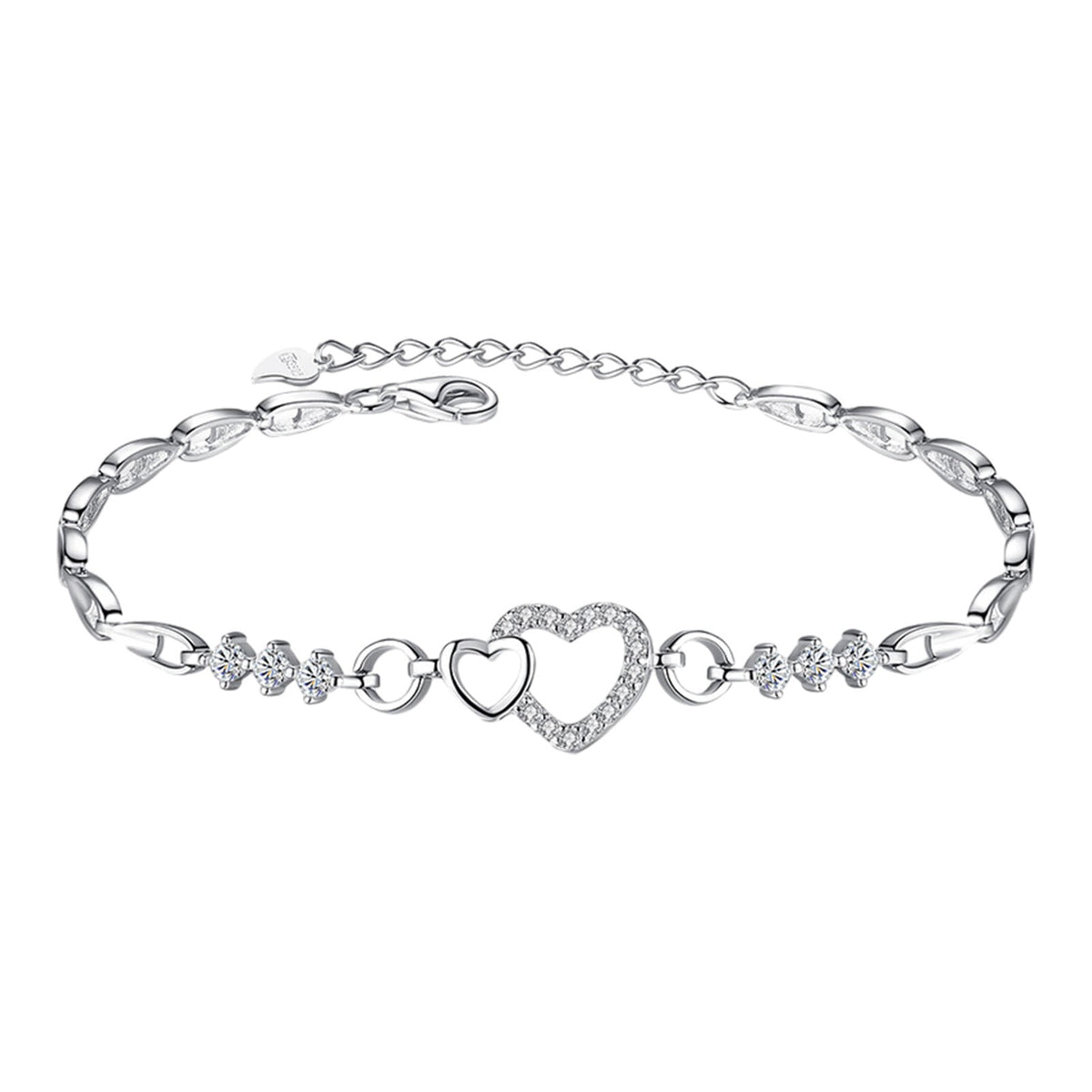 Chmadoxn Toddler Toys, Baby Toys Amethyst Plated 925 Bracelet Love Heart-shaped Hand Jewelry Female Zircon Heart To Heart Jewelry Toys for Kids, Birthday Gifts, First Birthday Gifts 2.3×2×0.8 in PP
