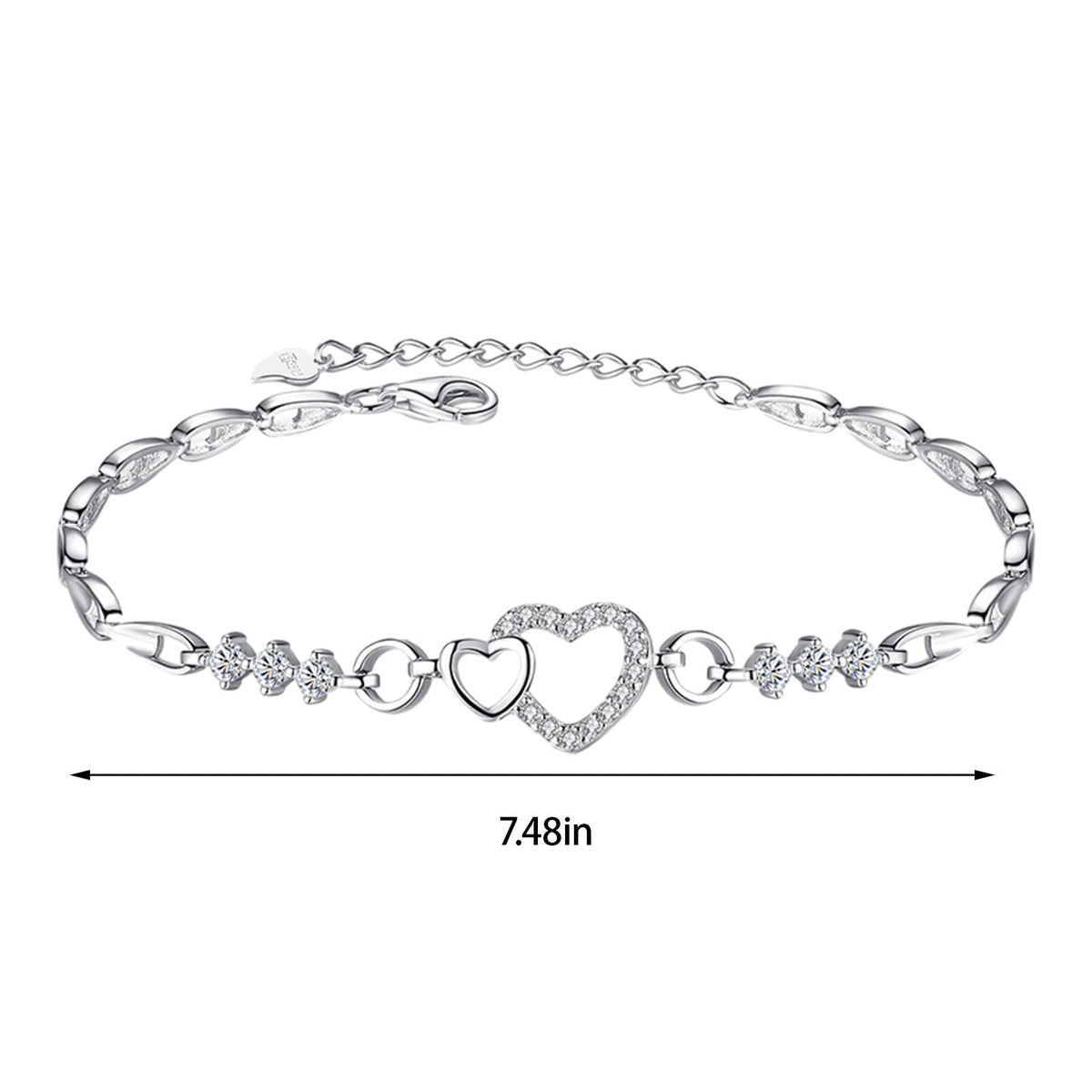 Chmadoxn Toddler Toys, Baby Toys Amethyst Plated 925 Bracelet Love Heart-shaped Hand Jewelry Female Zircon Heart To Heart Jewelry Toys for Kids, Birthday Gifts, First Birthday Gifts 2.3×2×0.8 in PP