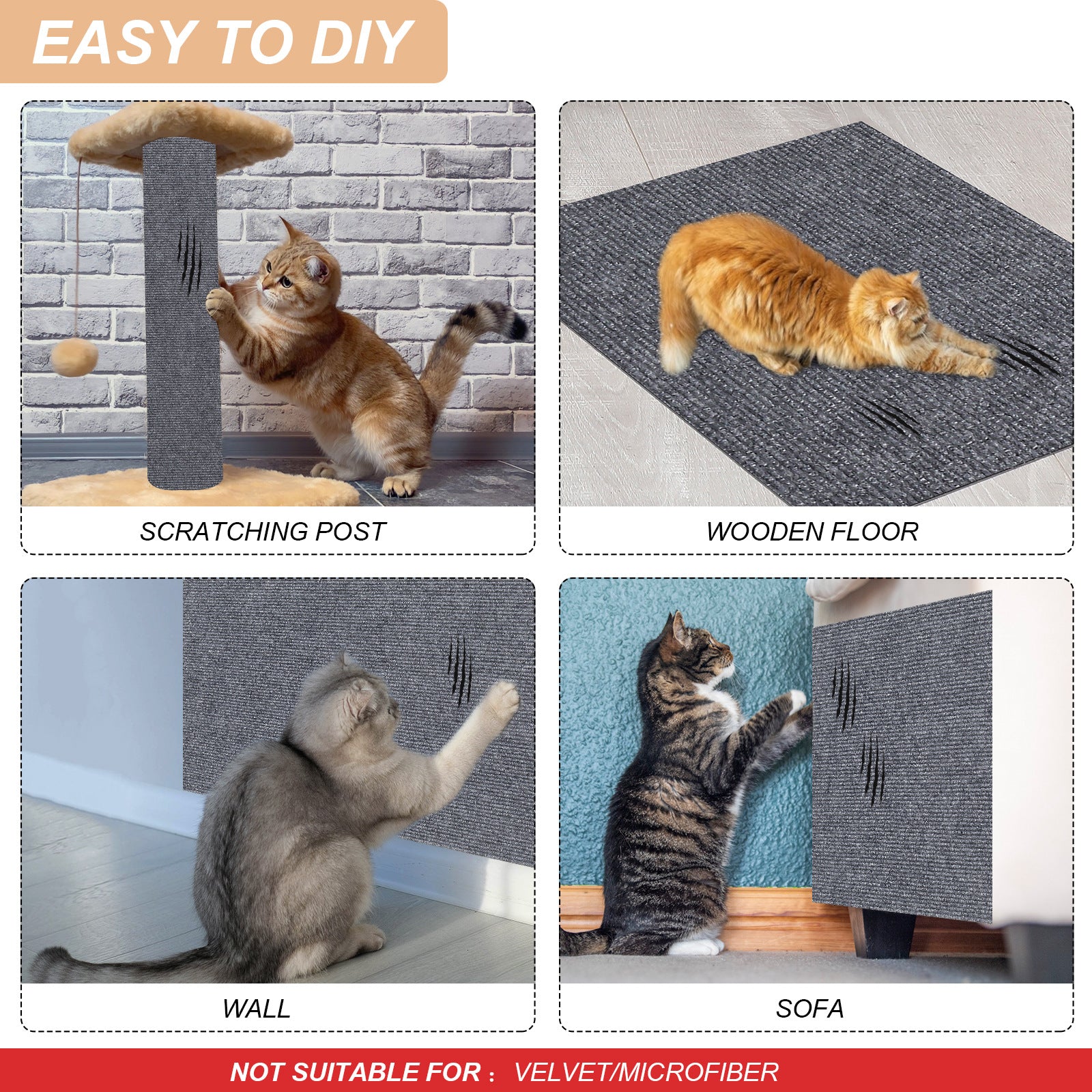 Beige Cat Scratcher - Durable Cardboard Scratching Pad for Cats