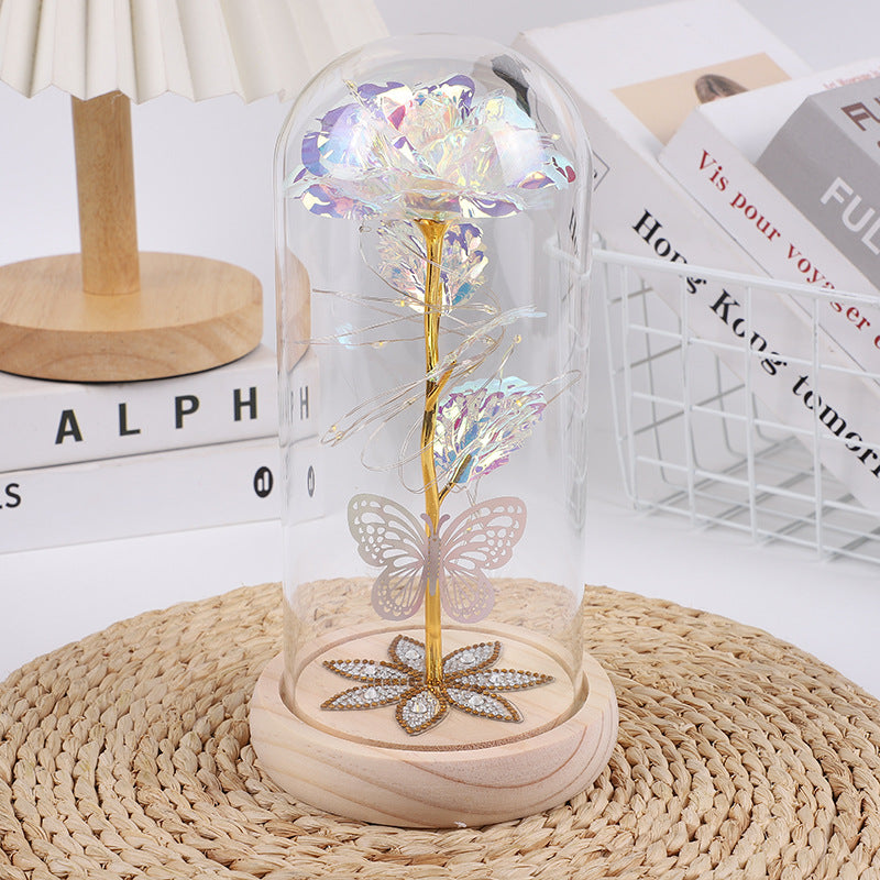 White & Silver Butterfly Flower Lamp - Decorative LED Table Lamp for Home Ambiance
