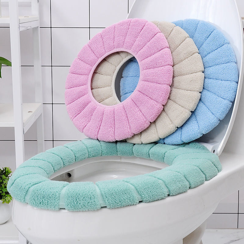 4-Piece Toilet Seat Cover Set - Soft, Warm & Non-Slip Bathroom Accessories