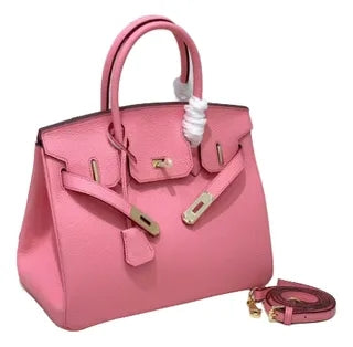 2025 - Euro-american Elegant Lychee Leather Shoulder Bag- Birkin 25- Rosa Sakura