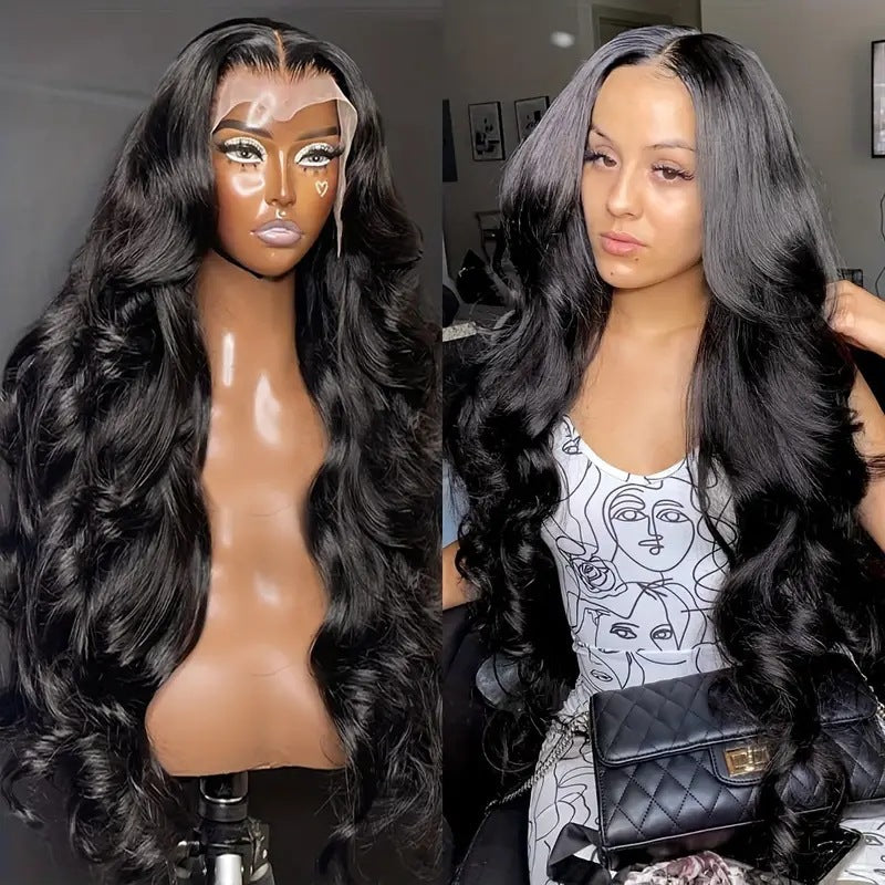 28-Inch Black Wig - Long Straight Synthetic Hair Wig for Daily Wear & Cosplay