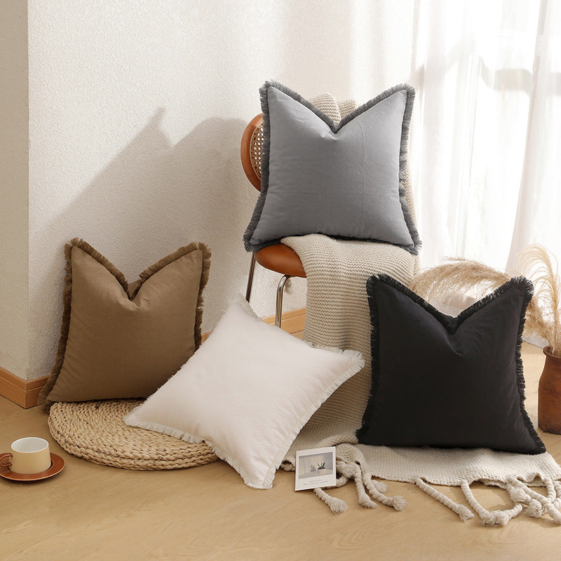 1 pc New Light Luxury modern Bohemian style pillowcase, fringed pillow cushion cover (brown)