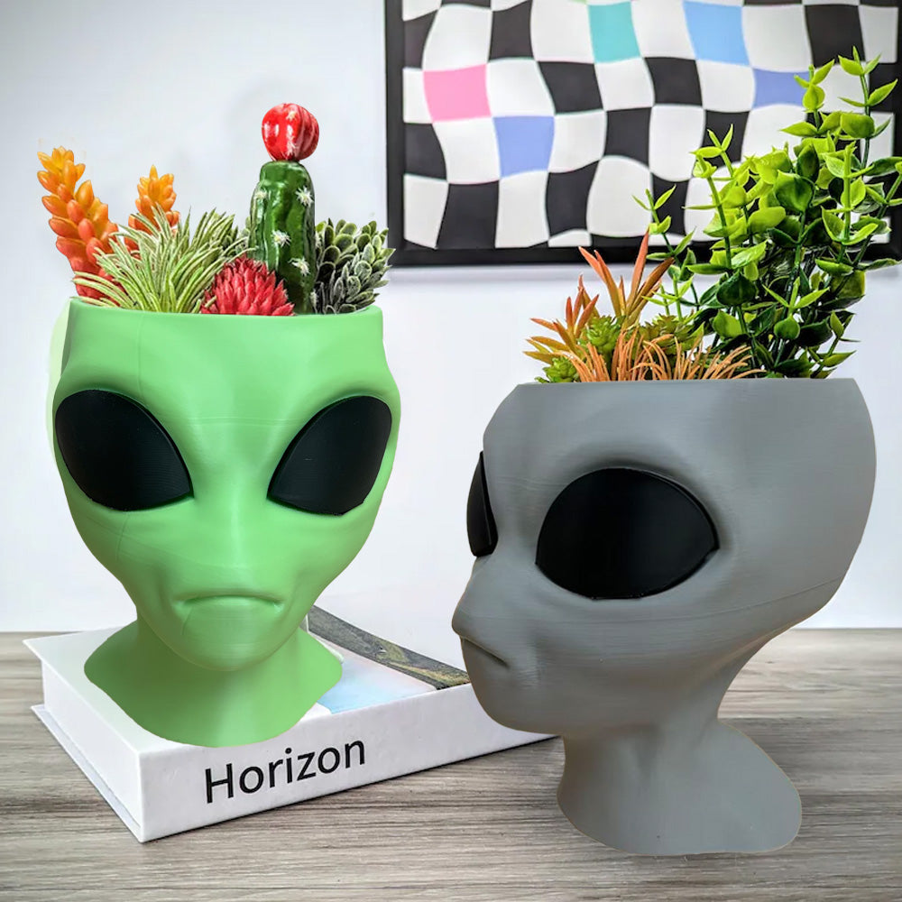 Alien Planter - Alien Bust Plant Pot - Scifi Indoor Planters - Space Indoor Home Decor - Cool Planters - Office Plant