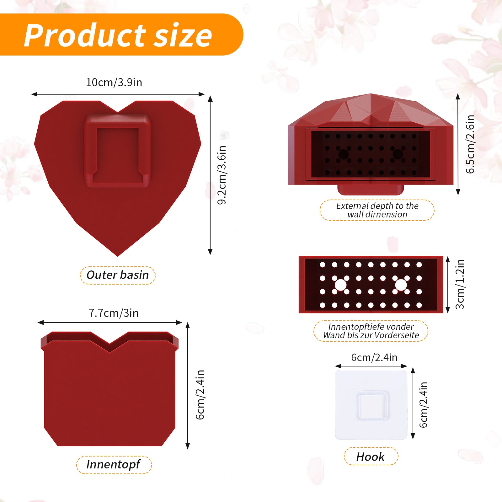 Wall Mounted Planter - NO DRILLING,Houseplant Wall Display Ideas,3D Printed Wall Planter with Drainage Tray