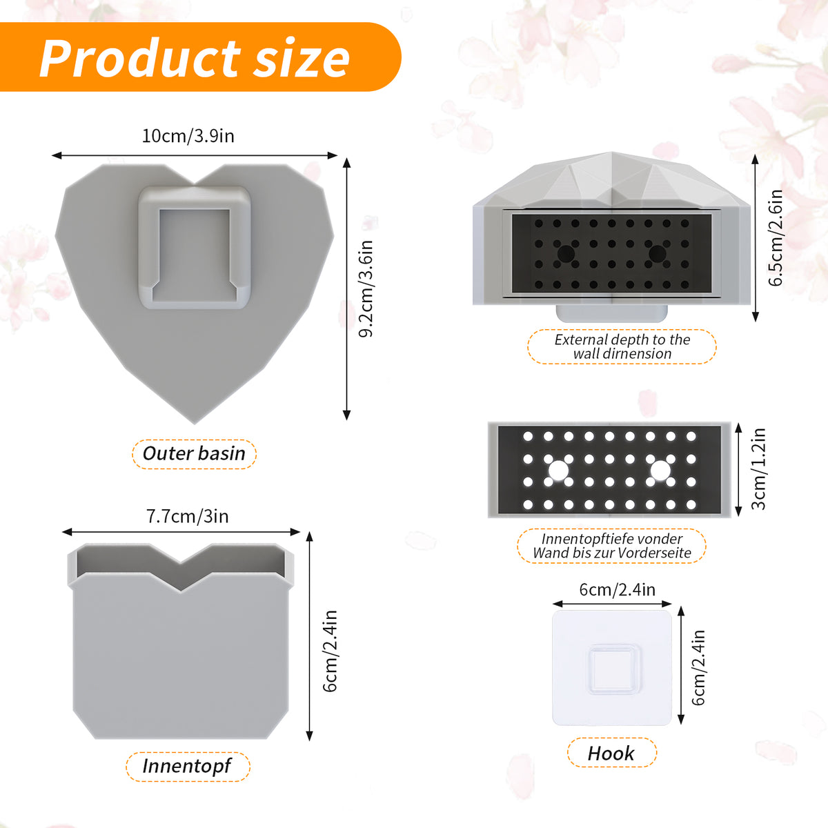 Wall Mounted Planter - NO DRILLING,Houseplant Wall Display Ideas,3D Printed Wall Planter with Drainage Tray